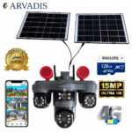Caméra Solaire 4G Arvadis – Modèle 3-en-1 avec 2 Panneaux Solaires (Triple Lentille)